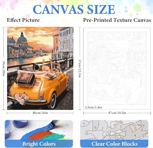 ZRIZQ Paint by Numbers Kit for Adults Beginner,City Cars,16x20