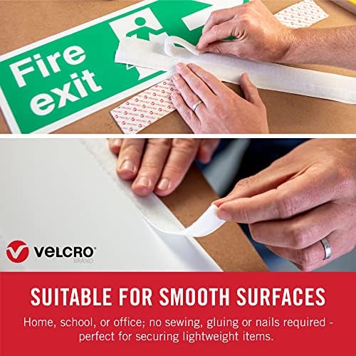 VELCRO Brand 5 Ft x 3/4 in | White Tape Roll with Adhesive | Cut Strips to Length | Sticky Back Hook and Loop Fasteners | Perfect for Home, Office or Classroom (Pack of 2)