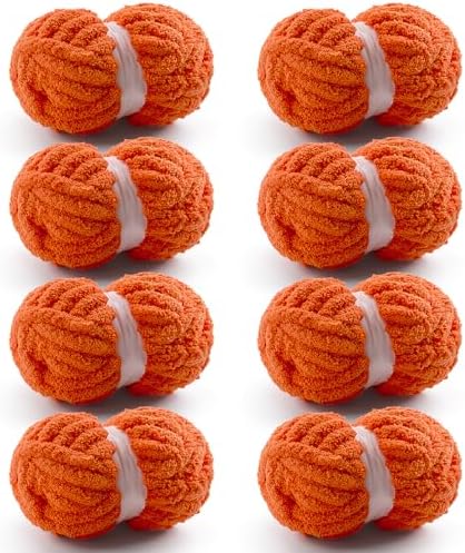 Chunky Yarn for Hand Knitting, Orange Chunky Chenille Yarn for Crocheting