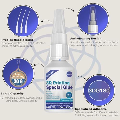 3D Printing Super Glue, Ultra-Thin Capillary Adhesive for PLA ABS PETG TPU