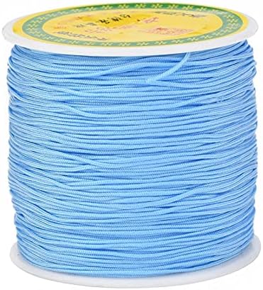 100 Yards 0.8mm Braided Nylon Crafting Thread Chinese Knotting Beading String Macrame Cord Rope for Necklace Bracelet Jewelry Craft Making, LightSkyBlue