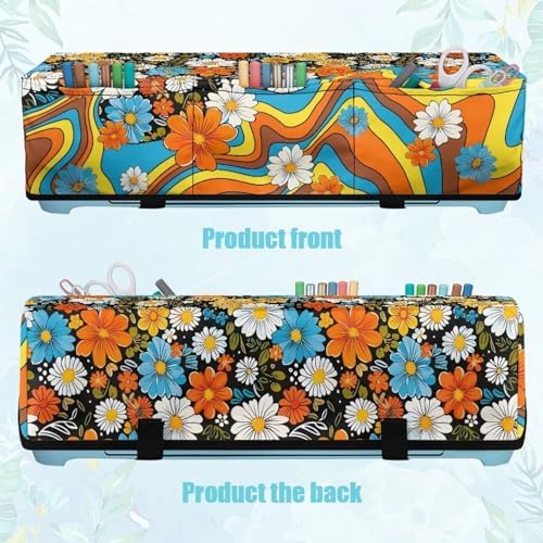 Binienty Vintage Hippie Flower Dust Cover Compatible with Cricut Maker 3, Anti Dirty Scrapbooking Die-Cut Machine Protective Covers with Storage Pocket,for Women