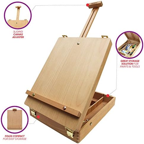 Mont Marte Tabletop Easels for Painting, Desk Box Easels for Kids Adults&Artists,Beech Wood