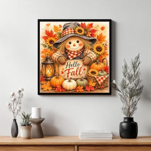 CRZMODE Harvest Paint by Numbers Kit for Adults, Fall Scarecrow, 16x20 inch