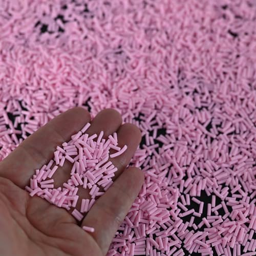 LIKETURE Fake Sprinkles 110g Non-edible Polymer Clay Sprinkles Faux Sprinkle Plastic Sprinkles for Craft Sprinkles Decoration for Resin Filler Slime Add ins Slime Mixed in Shaker Card (Pink)