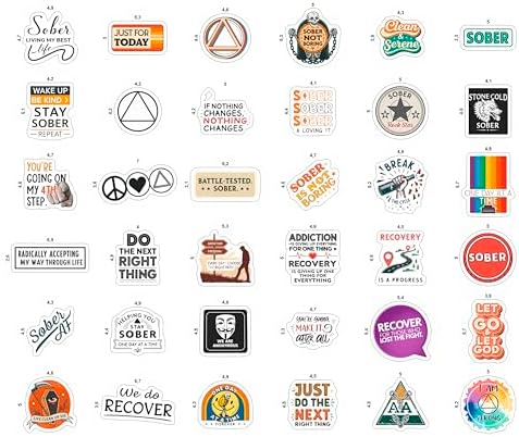 100Pcs Sobriety Stickers Bulk for Water Bottle, Laptop - Recovery Stickers and Decals, Sobriety Gifts for Man, Sober Decals & Party Supplies - Gift for Women & Men