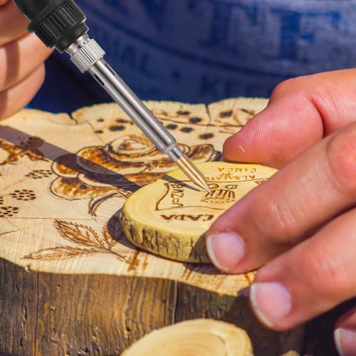 Lothee 43 Pcs Wood Burning Tips Kit, Wood Burning Letters Numbers Alphabet Stamps Stencils Templates for Stippling Embossing Branding Crafts Personalization Tools Gift for Dad(Different Shape)