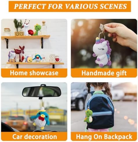 Crochet Kit for Beginners – 6 PCS Crochet Animal Kit, Knitting Beginners Kids Kit with Step by Step Videos, Yarn, Crochet Hook, Great Birthday Holiday Gift (Knitting Kit 2)