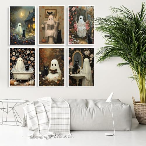 VIGEGU 6 Pack Ghost Paint by Numbers Kit for Adults Beginner