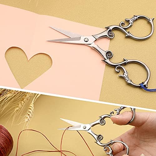 SHWAKK Embroidery Scissors 4.45in Ancient Gray Gourd Flower Sewing Scissors