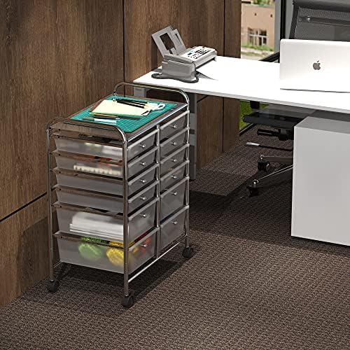 Simple Houseware 12 Drawers Rolling Utility Cart Organizer, Chrome