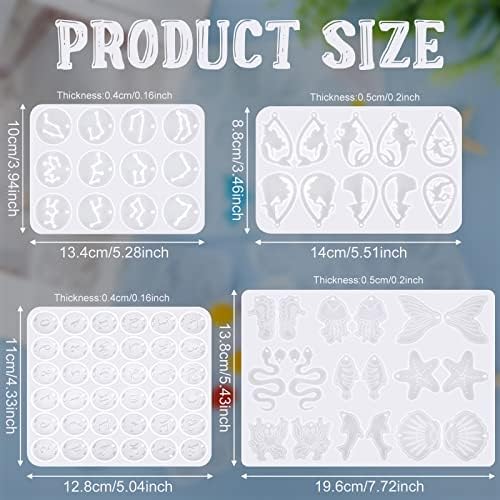 Patelai 4 Pcs Resin Earring Molds for Jewelry Making Kit, Mermaid Ocean