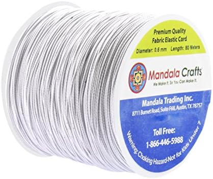 Mandala Crafts 0.6mm White Shirring Elastic Thread for Sewing, 87 Yards