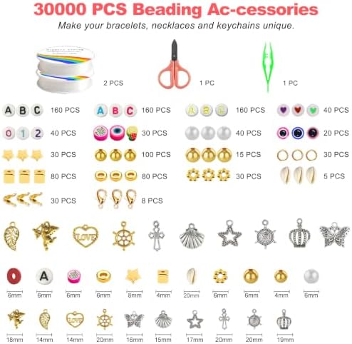 Redtwo 30000 Pcs Clay Beads 192 Colors Bracelet Making Kit | 9 Boxes Polymer Clay Beads for Jewelry Making, Friendship Bracelet Kit Holiday Gifts for Girls Adults