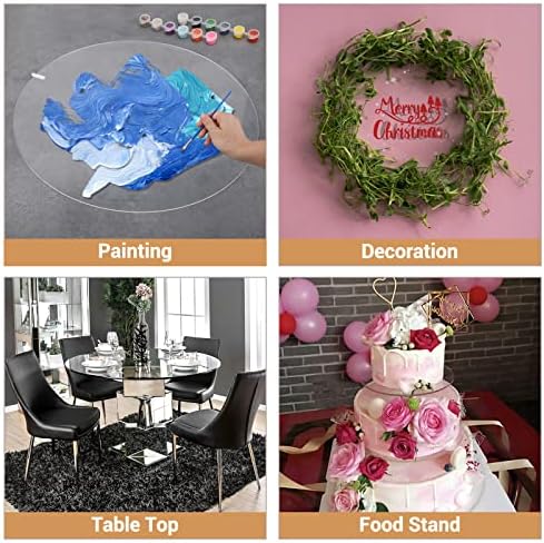 Enoin 1pack 9 Inch Round Clear Acrylic Sheets Plexiglass Sheet 1/4 Inch Thick Disc Circle Plastic Sheet 0.24" 6.0mm, Transparent Board Panel for Round Glass Table Top DIY Project, Paintings, Art Craft