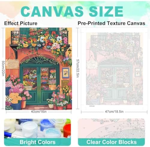 Flower Paint by Numbers Kit for Adults, DIY Oil Painting Canvas 16x20inch