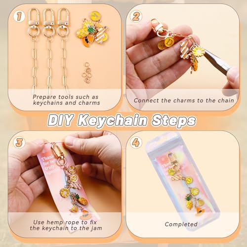 Wurosi 50Set Paperclip Keychain Making Kit with Gift Bags & Thank You Cards