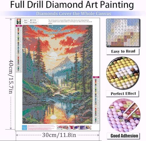 Xylogist Mountain Diamond Art Kits for Adults 12x16 inch