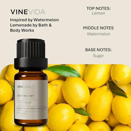 VINEVIDA [0.33oz] Watermelon Lemonade Fragrance Oil for Candle Making - Scents for Soap Making - Natural Candle Oil Made in USA