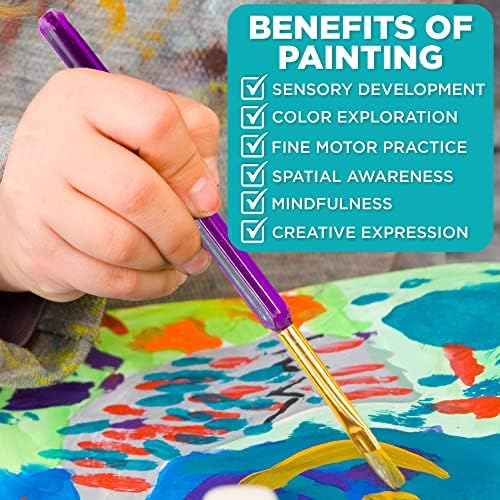 Horizon Group USA Paint Brushes -35 All Purpose Paint Brushes Value Pack – Includes 8 Different Types of Brushes, Great with Watercolors, Acrylic & Washable Paints. Multicolored