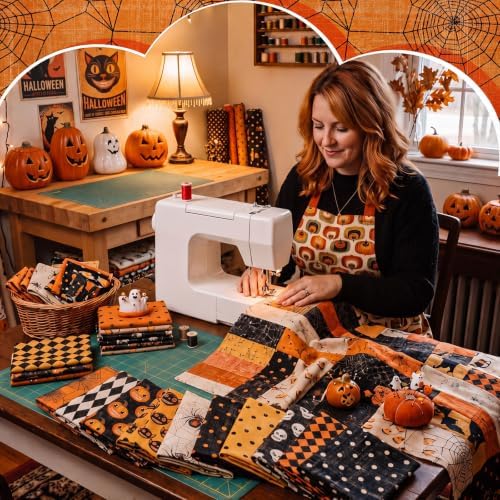 HunnmingRe 20 Pcs 10''x10'' Vintage Halloween Quilting Fabric Squares