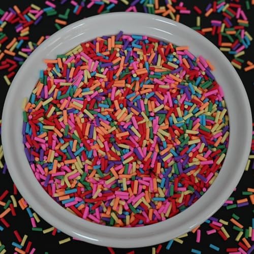 LIKETURE Fake Sprinkles 110G Non-edible Polymer Clay Sprinkles Fake Candy Sprinkles Slime Sprinkles Faux Sprinkles for Resin Slime Add Ins Plastic Sprinkle Nail Art Shaker Card Filler (Yellow)
