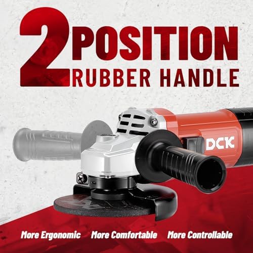 DCK 9.0Amp Angle Grinder 1100W, 4-1/2 Inch Electric Grinder Power Tool, 11800 RPM, Auxiliary Handle 2 Safety Guards, 6 Piece Discs, Copper Angle Grinder for Cutting, Grinding, Polishing (KSM17-115B)