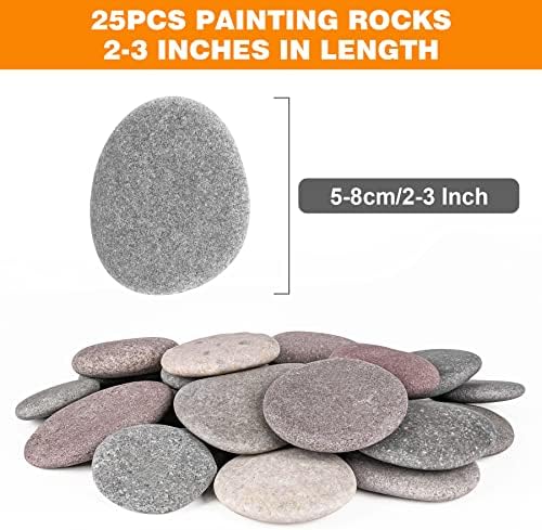 River Rocks for Painting 25 Pcs Large 2-3 Inch Flat Smooth Painting Stones Craft Rock to Paint for Kids Crafts Painting Bulk (Pack of 3)