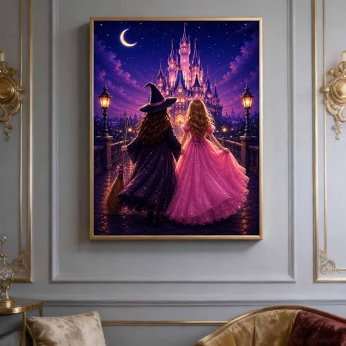 Diamond Art Kits for Adults,Princess and Witch Castle Diamond Painting