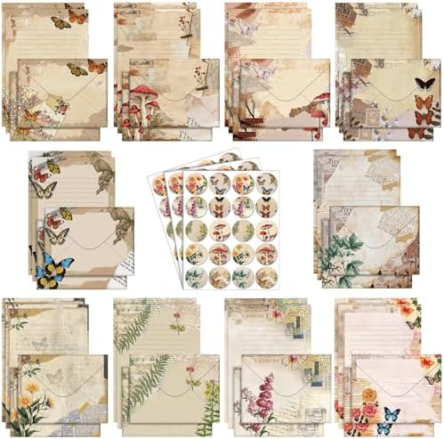 TaoBary 160 Pcs Nature Vintage Stationery Paper and Envelopes Set