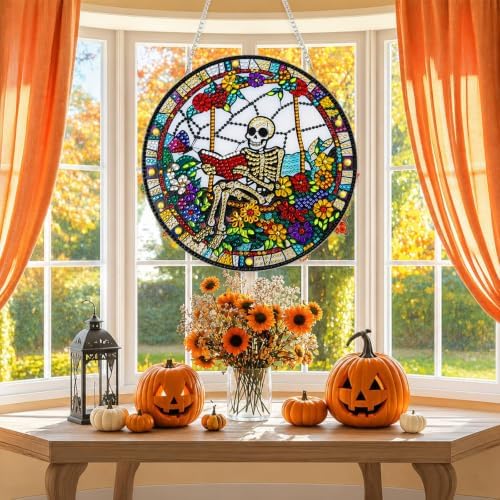 Halloween Skull Hanging Diamond Art Kits for Adults, Pendant Suncatcher