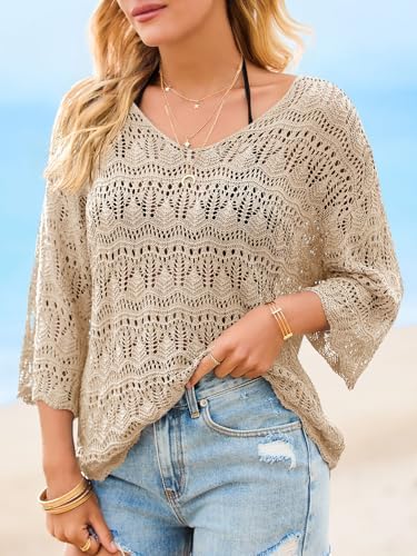 Saodimallsu Womens Crochet Cover Up Sweater Tops