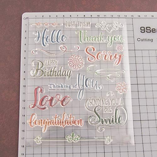 Happy Birthday Colorful Words Clear Stamp Silicone Stamp Cards with Sentiments, Letters Clear Rubber Seal Stamps for Holiday Card Making Decoration and DIY Scrapbooking Album DIY Crafts