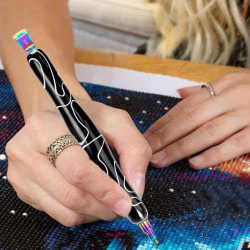 Diamond Art Pens Diamond Art Tools Painting Pen with Screw Metal Tips Multi-placer Tool Accessories for Adults Gem Rhinestone Picker Stylus Black White