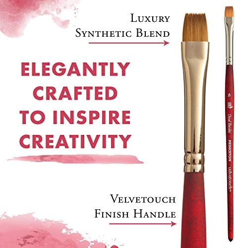 Princeton Velvetouch Artiste, Mixed-Media Brush for Acrylic, Watercolor & Oil, Series 3950 Chisel Blender Luxury Synthetic, Size 8