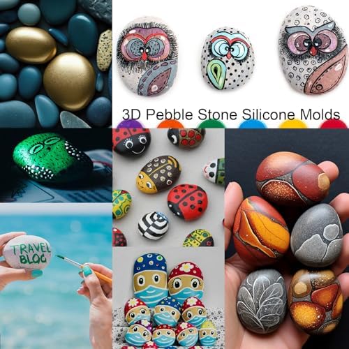 Pebbles Molds, 3D Pebbles Stone Silicone Mold 6 Cavitiy | Rock Molds for Making Soap, Baking French Dessert Mousse Cake or Candle Plaster Concrete Art Paint Rocks Gift