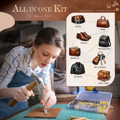 JETMORE 480 Sets Rivets for Leather, Double Cap Rivets for DIY Leathercraft