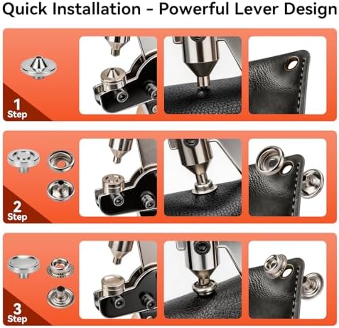 GRENTOOL Snap Fastener Tool Kit with 100 Sets 15mm Boat Cover Snaps