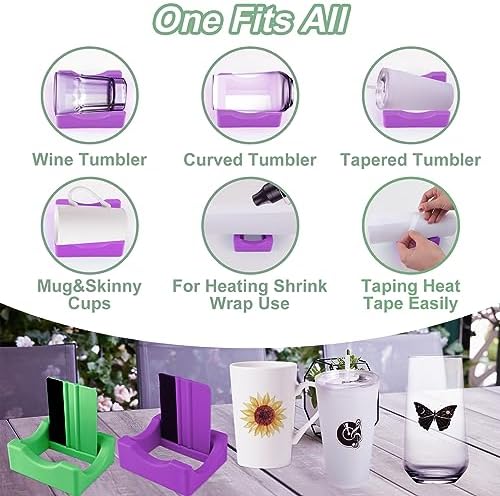Silicone Cup Cradle for Tumblers,2 Pack Tumbler Holder for Crafts with Built-in Slot and Felt Edge Squeegee,Small Cup Cradle Use to Apply Vinyl Decals,Anti-Skidding Tumbler Stand Cup Holder