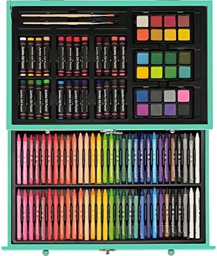 Sunnyglade 145 Piece Deluxe Art Set Wooden Art Box & Drawing Kit Green
