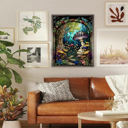 Mushroom Paint by Numbers for Adults - Stained Glass Paint by Number