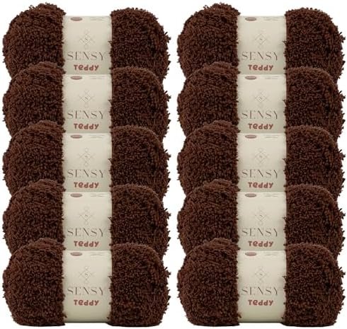 S Sensy Teddy - Micro Polyester Amigurumi Yarn, 10 Skein Brown, 109 Yards