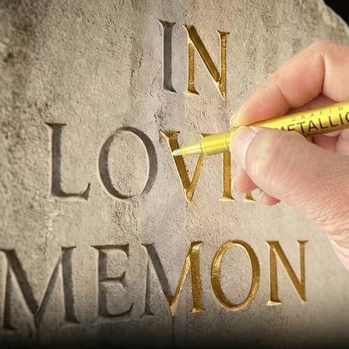 Tombstone Marker Pens Weatherproof Quick-Dry Oil-Based Fine Tip for Restoring Faded Inscriptions on Grave Stones Granite Surfaces，Mixed Loading 4PCs Gold+Silver/Soft nib+Hard pen tip