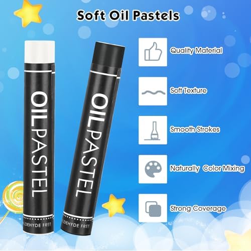 Nezyo 72 Pieces Black and White Soft Oil Pastels Bulk Artists Oil Crayons