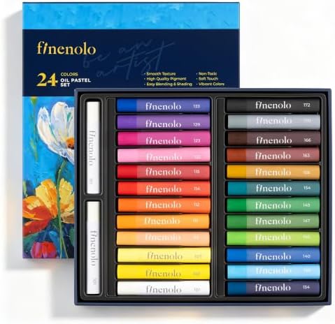 finenolo 24 Colors Oil Pastels, Rich Pigment with 2 Extra White