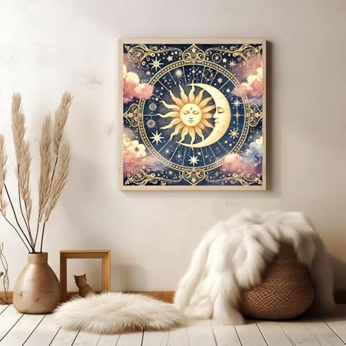Sun and Moon Diamond Art Kits for Adults, Diamond Painting Kits 14x14 Inch | Diamond Painting Kits for Adults Beginners, Gem Art, 5D Full Drill, DIY Arts and Crafts for Gift Home or Decor