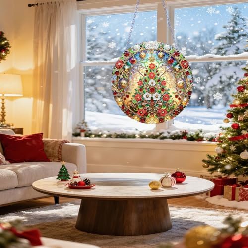 VeGuude Christmas Diamond Art Kits for Adults, DIY Acrylic Hanging Ornament