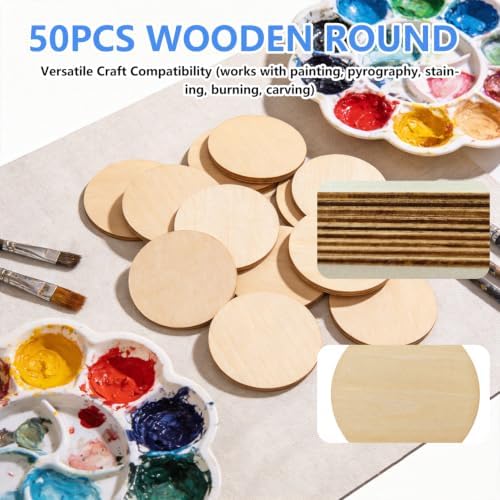 50PCS Wooden Round, Made of Basswood, 4 Inch Unprocessed Wood Pieces, Natural Star Shaped Wood Blanks, Suitable for DIY Painting, Pyrography, Staining, Carving and Other Crafts, and as Coasters