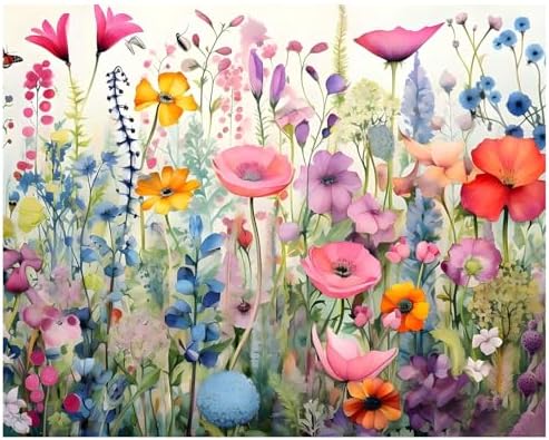 Reivworl Flowers Paint by Numbers Kit for Adults, Wildflowers Paint by Number for Adults, Adult Paint by Number Kits for Gifts and Home Wall Decor 16x20 Inch