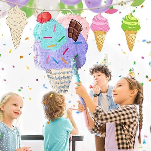 Wooden Ice Cream Decorations, 10pcs Blank Wood Ornaments, 3.5X1.5 in Used for Painting and Decoration DIY Technology, Hanging skrnrhrery